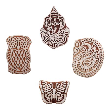 Set of 4 Piece New Mix Wooden Printing Block